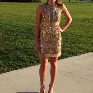 Gold Sherri Hill Homecoming dress